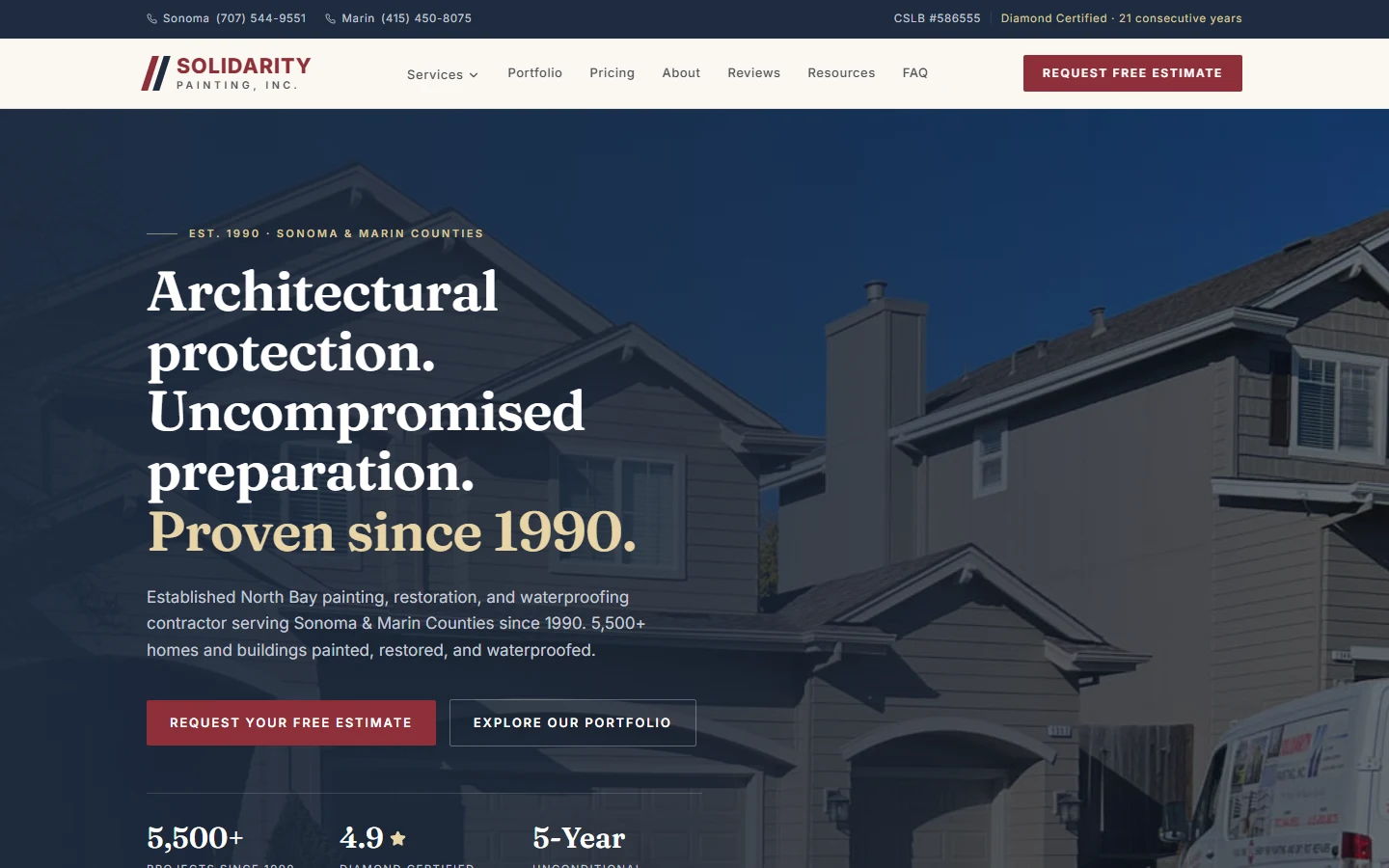 The Solidarity Painting redesign: an off-white and charcoal homepage with the tagline “For People Who Require Quality”.
